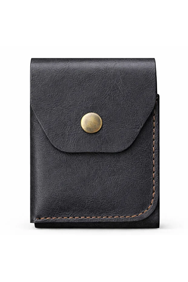 Handmade Genuine Leather Men's Wallet – Snap-Closure Minimal Design
